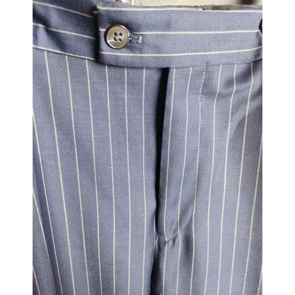 Snover Blue Pinstripe Suit Men's 46 Jacket/46W Pants 2-Pc Sharp Fit - Picture 15 of 16